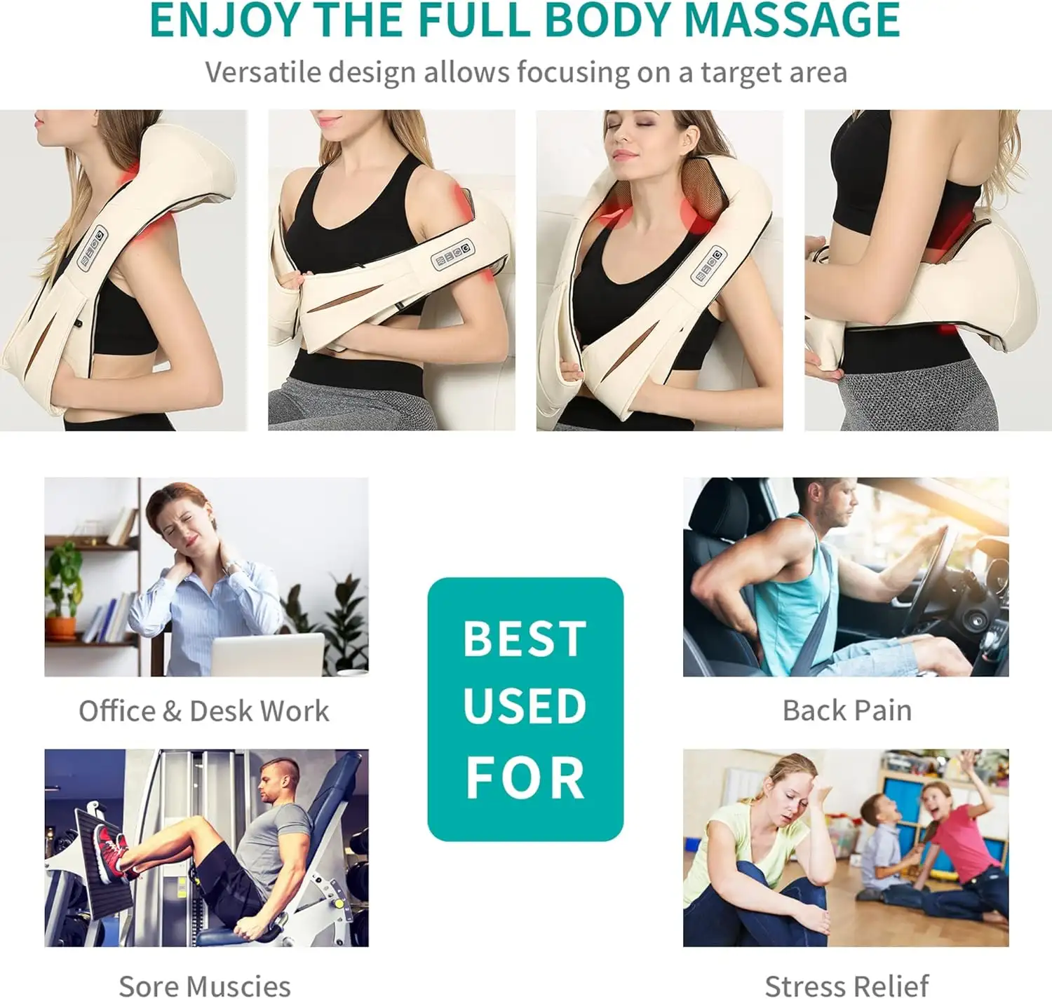 Nekteck Shiatsu Neck and Back Massager with Soothing Heat Office and Home Use - 81svRpasOxL._AC_SL1500_